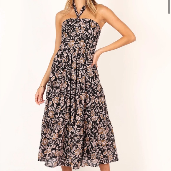 Petal & Pup Shena Midi Dress - Black Multi - Picture 1 of 8